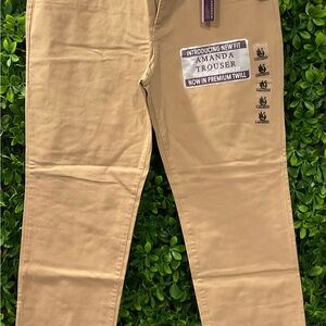 Gloria Vanderbilt Amanda Trouser Premium Twill Tan Pants Size 14S